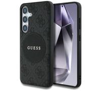 CG Mobile Coque S25 Ultra sous licence Guess – Noir, Patch rond logo classique, Compatible MagSafe