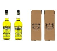 CG94 Chartreuse Jaune Liqueur aux Herbes Aromatiques, 43% Vol, 70 cl, 2 Bouteilles en Verre | Emballage Global Dream.