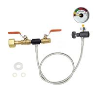 CGA320 Tuyau adaptateur de recharge pour bouteille de CO2 bleue pour bouteille de CO2 bleue (CGA320 à TR21-4, double valve avec jauge) (91,4 cm)
