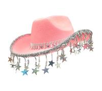 CGACCSD Chapeaux de cowboy pour femmes occidental, chapeaux de cowgirl étincelants, chapeau de cowgirl scintillant, costume de fête, bonnet étoile à cinq points pour spectacle sur scène cosplay
