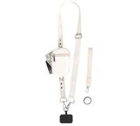 CGACCSD Cordon porte-carte pour téléphone - Sangle pour téléphone portable avec poche zippée | Collier réglable avec languette pour travail, école, shopping, aventure, Blanche, Consulte la descripción