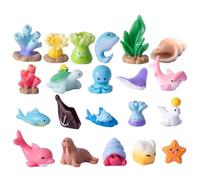 CGACCSD Figurines d'animaux marins - Vingt et un figurines de créatures de | Figurines réalistes et colorées en résine pour activités préscolaires et accessoires de pêche