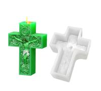 CGACCSD Moule à bougie en forme de croix, 3D, rose, Jésus, moule en silicone pour plâtre, fabrication de bougies, aromathérapie, aromathérapie, artisanat, plâtre, bricolage, décoration artistique