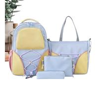 CGACCSD Sac D'école, 4 Pièces Sacs Messager, Organisation Fournitures Scolaires Range Cahiers Trousse Classique Design Voyage Quotidien Fille Cours College Shopping Sortie