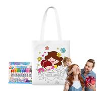 CGACCSD Sac en Toile à Peindre et Personnaliser - Trousse Cadeau Coloriage - Activité Créative Fête des Mères avec Stylos Peinture Garçons Filles Maison École Maternelle