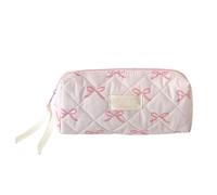CGACCSD Trousse rose avec nœuds, jolie trousse pour femme, scolaire, 1 compartiments esthétiques, charmante organisation de cosmétiques pour le stockage, Rose et blanc, Consulte la descripción, Voir
