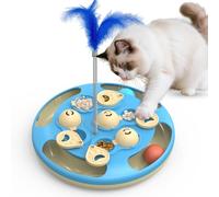 CGBD Jouets puzzle pour chat niveau 3 en 1 avec balles de piste, casse-tête en plumes et mangeoire à friandises | Base antidérapante | Enrichissement de stimulation mentale pour chats d'intérieur |