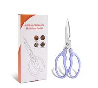CGBE Ciseaux Cuisine Robustes Violet | Lames 3,6mm Acier inoxydable, Grande Poignée Antidérapante, Polyvalents pour Poulet Volaille Poisson Viande Légume & Herbes