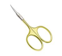 CGBE Ciseaux Cuticules Professionnel en Acier Inoxydable avec Lame Incurvée | Ciseaux Coupe Cuticules Extra Tranchant, Extra Fine, Poignée Ronde, pour Peaux Mortes Cuticules Sourcils Cils (Or)