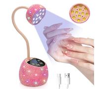 CGBE Mini Lampe UV Ongles Gel avec Capteur Automatique Intelligent et Écran LCD, 12 Perles LED Mini Lampe UV avec 4 Modes de Minuterie, 36W Portable Sèche-Ongles pour Salon et Maison, Strass Rose