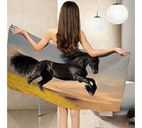CGBNDS Serviette de Plage Microfibre Cheval Noir des Prairies Serviette de Bain Drap de Plage Grande 75X150cm Taille Serviette pour Les Filles Femmes Couverture de Plage Voyage Vacances