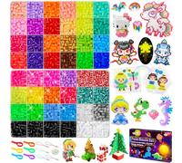 CGBOOM Kit de Perles à Repasser 5 Mm, Kit Fuse Beads Pailletées, Pièces Bicolores, Phosphorescentes, Recharge de Beads à Enfiler, Perles à Bricoler Pour Enfants, Cadeau pour Enfants