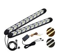 CGBWMB Feux Avant Feu De Jour DRL Dynamique À Freinage Séquentiel Blanc Ambre, Phare Étanche Super Lumineux, Deux Couleurs Voiture Phares(6SMD)