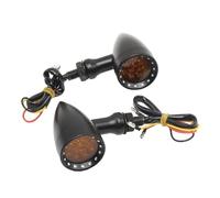 CGBWMB Phares Avant Pour Moto 12V 15 LED Moto Noir Bullet Clignotants Indicateurs Clignotant Lumières Lampe 2 pièces
