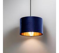 CGC Lampe de table suspendue à abat-jour tambour intérieur 30 cm Bleu Marine Doré