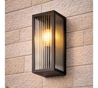 CGC Lighting Applique murale d'extérieur Éclairage E27 noire en verre biseauté IP54