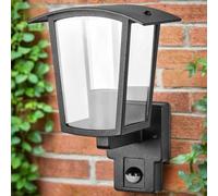 CGC Lighting Applique murale d'extérieur Éclairage noire lanterne diffuseur transparent LED IP44 E27 (Noir PIR)