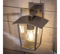 CGC Lighting Applique murale d'extérieur Éclairage noire lanterne diffuseur transparent LED IP44 E27 face vers le bas