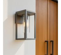 CGC Lighting Applique Murale Extérieure Éclairage Gris Foncé E27 Lanterne Diffuseur Transparent IP54