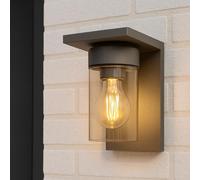 CGC Lighting Applique Murale Extérieure Éclairage Lanterne Gris Foncé Diffuseur Fumé IP54 Ampoule E27