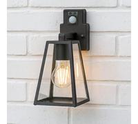 CGC Lighting Applique murale extérieure, traditionnelle, LED, Ampoule E27 (non incluse) Capteur de mouvement réglable inclus (Noir PIR)