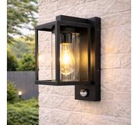 CGC Lighting Éclairage Applique Murale avec Détecteur de Mouvement PIR Lanterne Noire E27