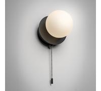 CGC Lighting Opale Globe LED rechargeable magnétique USB lecture chevet intérieur applique murale interrupteur à cordon (Noir)