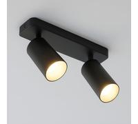 CGC Lighting Plafonnier LED, spot mural 2 têtes pivotantes et orientables, GU10 (sans ampoules) plafonnier moderne pour salon chambre cuisine couloir (Noir)