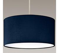 CGC Lighting Tambour de diffuseur de fond Bleu marin opale solide d'abat-jour en tissu blanc