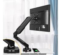 CGCSYZ Bras de Moniteur Noir pour écran Simple, Support de Moniteur avec Interface USB, Hauteur réglable de 11,6 Pouces, Support de Moniteur à Ressort à gaz, supporte Un Poids de 4,4(B)