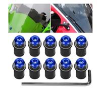 CGEAMDY 10 PièCes Vis pour Pare-Brise de Moto, Universal 5MM Moto Pare-Brise Kit Boulons Vis, Accessoires pour Voitures, Kit Multifonctionnel De Boulons De CaréNage Pare-Brise Moto(Bleu)
