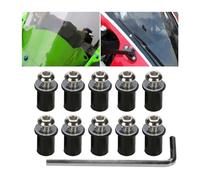 CGEAMDY 10 PièCes Vis pour Pare-Brise de Moto, Universal 5MM Moto Pare-Brise Kit Boulons Vis, Accessoires pour Voitures, Kit Multifonctionnel De Boulons De CaréNage Pare-Brise Moto(Argent)