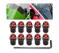 CGEAMDY 10 PièCes Vis pour Pare-Brise de Moto, Universal 5MM Moto Pare-Brise Kit Boulons Vis, Accessoires pour Voitures, Kit Multifonctionnel De Boulons De CaréNage Pare-Brise Moto(Rouge)