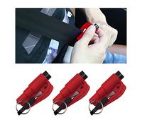 CGEAMDY 2 en 1 Coupe-Ceinture de Sécurité, Marteau de Sécurité Portable, Porte Clés Sécurité Voiture, Marteaux Brise Vitre d'urgence, Marteaux de Secours pour Voiture (Rouge)