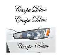 CGEAMDY 2 Pièces Autocollants Carpe Diem pour Voiture, Carpe Diem Autocollants Styling Art Autocollant Voiture, Creative Carpe Diem Autocollant Voiture, Accessoires Décoratifs pour Voitures(Noir)