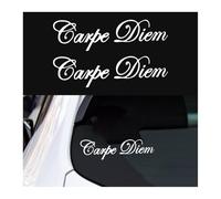 CGEAMDY 2 Pièces Autocollants Carpe Diem pour Voiture, Carpe Diem Autocollants Styling Art Autocollant Voiture, Creative Carpe Diem Autocollant Voiture, Accessoires Décoratifs pour Voitures(Blanc)