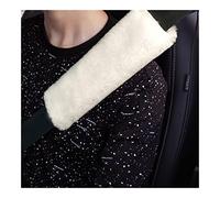 CGEAMDY 2 Pièces Épaulières en Simili Peau de Mouton, Voiture Protège Ceinture de Sécurité Coussin, Coussin Ceinture de Sécurité Amovible, pour Adultes, Jeunes Enfants Ceintures de Sécurité (Blanc)