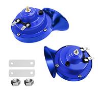 CGEAMDY 300DB Snail Air Horn, Paquet de 2 Kit de Cornes de Train Super Bruyant 12V, Universelle Imperméable d'escargot Air Corne, Corne électrique pour Motocyclette Camions Voitures Vélos(Bleu)