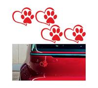 CGEAMDY 4 Pièces Autocollant Voiture Forme Patte De Chien, Autocollant Voiture Empreinte Amour, Autocollant Voiture Motif Empreintes Pattes Cœur, Accessoires Décoratifs pour Automobile(Rouge)