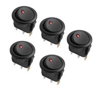 CGEAMDY 5 Pièces Interrupteur à Bascule Rond, Auto Interrupteur Rond Avec Indicateur LED, Verrouillage Avec Les Interrupteurs Ronds Autobloquants, Pour Voiture Camion Bateau Marine RV(Rouge)