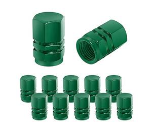 CGEAMDY Bouchon Valve Pneu Voiture, 12 Pièces de Cache-poussière de Roue de Voiture en Aluminium, Imperméable et Anti-Résistant, Valve de Pneu Universelle pour Voitures, Camions, Motos (Vert)