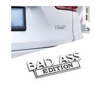 CGEAMDY Car Emblème de l'édition Bad Ass, Emblèmes 3D Métal Bad-Ass Edition, Badge D'aile 3D Autocollant pour Voiture avec Adhésif 3M, Autocollant pour Voiture Grille Avant Capot Coffre(Argent-Noir)