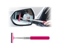 CGEAMDY Essuie-Glace de Rétroviseur Rétractable, Nettoyant de Rétroviseur de Voiture, Télescopique Raclette à Vitre avec TêTe de Brosse en Couches, pour Nettoyage de Brouillard Deau (Rose)