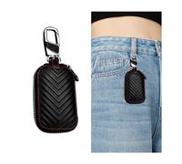 CGEAMDY Étui Universel pour Clés Voiture, Housse De Protection De Télécommande De Voiture en Cuir, Porte-Clés Voiture en Cuir PU avec Fermeture Éclair Et Crochet, pour Femmes Et Hommes(Noir)