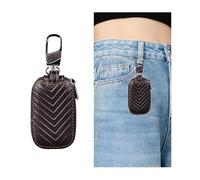 CGEAMDY Étui Universel Pour Clés Voiture, Housse De Protection De Télécommande De Voiture En Cuir, Porte-Clés Voiture En Cuir PU Avec Fermeture Éclair Et Crochet, Pour Femmes Et Hommes(Café)