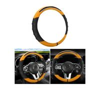 CGEAMDY Housse Volant Antidérapant Protecteur Caches Volant, Housse Couverture Volants Voiture Universelle, Housse Volant Cuir Synthétique Robuste, Volants Cuir Synthétique Universelle(Noir Orange)