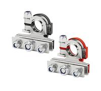CGEAMDY Lot de 2 bornes de batterie, Cosse Batterie 3 voies 12 V en cuivre étamé, Raccordement de batterie positif et négatif, Clip de Batterie de Voiture pour Voiture, Caravane, Camping-Car