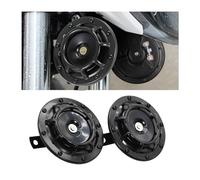 CGEAMDY Lot de 2 klaxons de voiture 12 V - Klaxon de moto - Tons aigus et graves - Avec haut-parleur à étrier - Super fort - Tons profonds - En métal - Noir