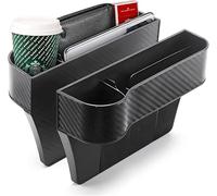 CGEAMDY Organiseur LatéRal pour SièGe de Voiture, 2 Packs Poche LatéRale de la Console, BoîTe de Rangement Multifonctionnelle avec Porte-Gobelet, Accessoires D'IntéRieur de Voiture (Noir)