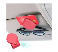 CGEAMDY Porte-Lunettes De pour Voiture, Magnétique en Cuir Clip Cintre De Lunettes pour Voiture, Support de Lunettes De Soleil De Visière Voiture Universel avec Pince à Carte (Rouge)